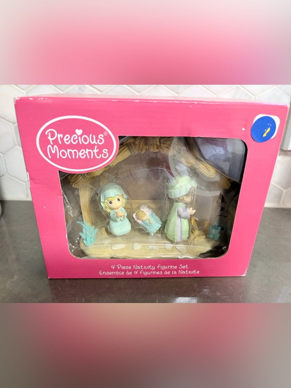 Precious Moments Pink Box 4-Piece Nativity Figurine Set